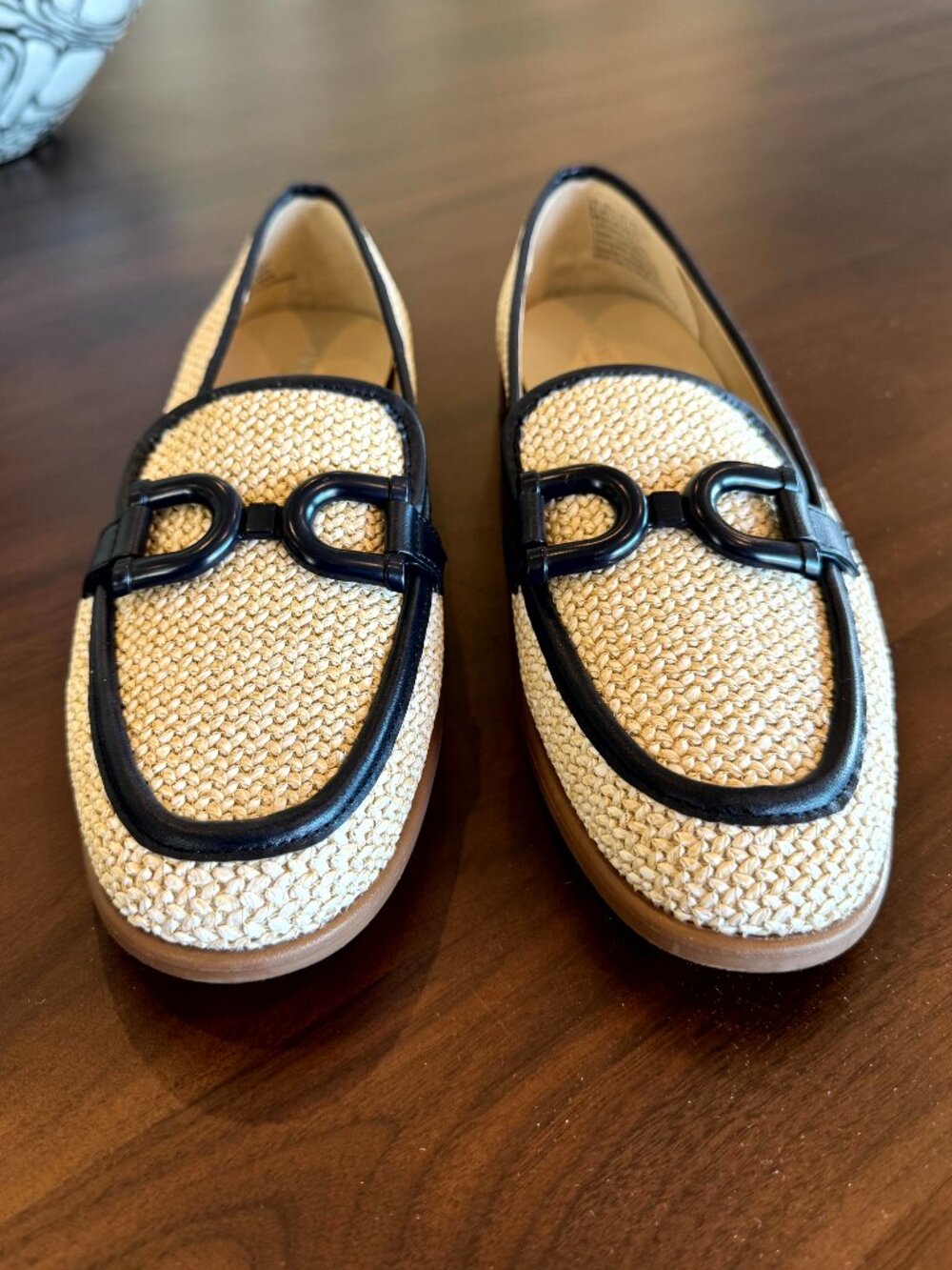 Kenneth Cole New York Linda Bit Raffia Slip-on Loafers Woman's 8M Ivory NWOT
